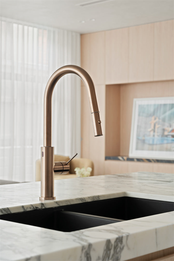Nero Mecca Smart Sensor Pull Out Kitchen Mixer Brushed Bronze