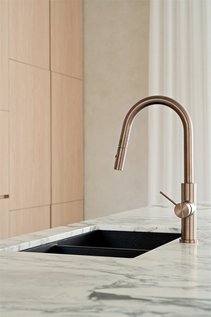 Nero Mecca Smart Sensor Pull Out Kitchen Mixer Brushed Bronze