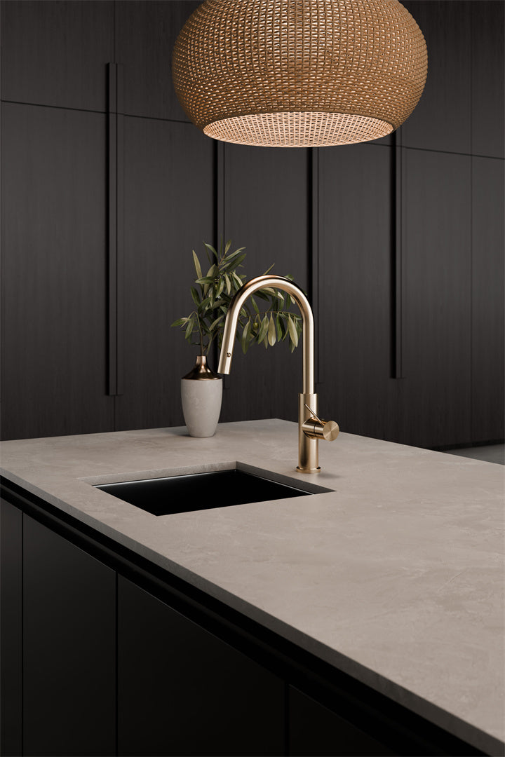 Nero Mecca Smart Sensor Pull Out Kitchen Mixer Brushed Gold