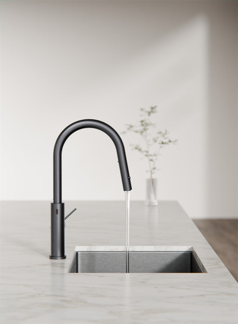 Nero Mecca Smart Sensor Pull Out Kitchen Mixer Gun Metal