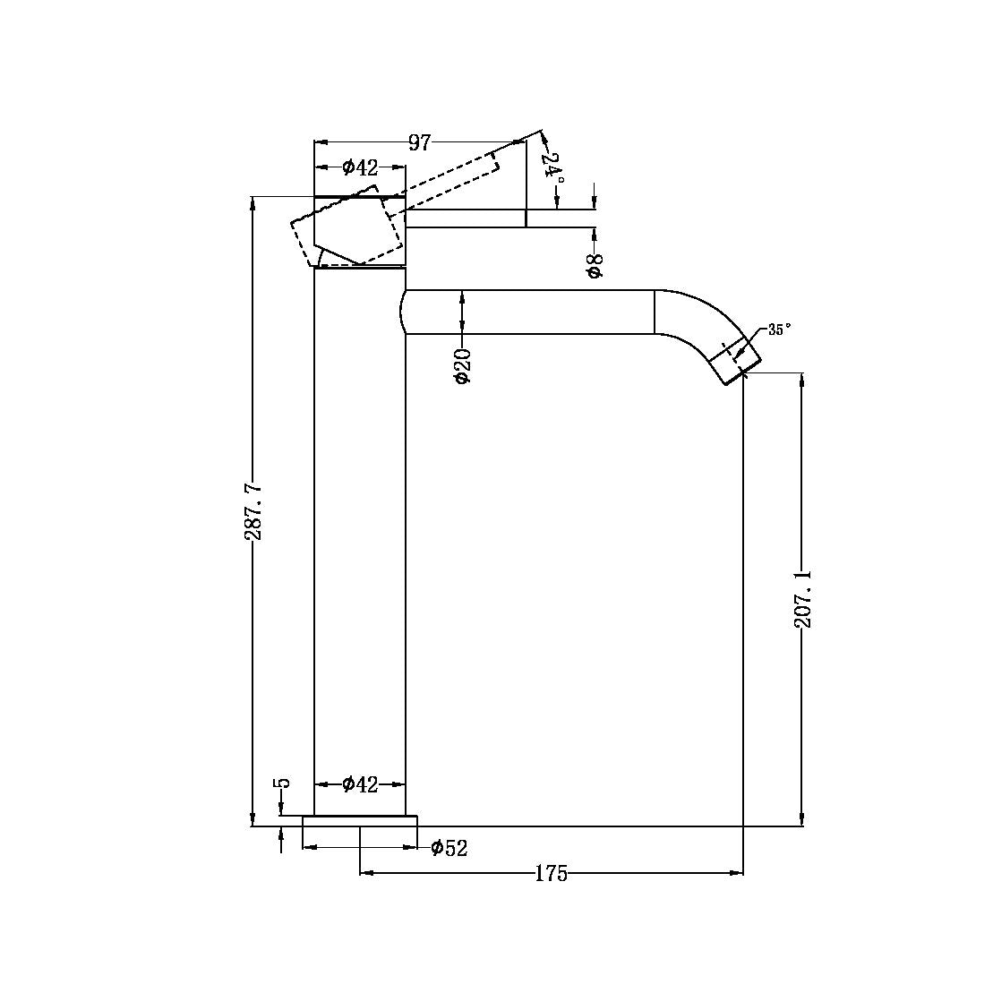 Nero Zen SS316L Tall Basin Mixer Brushed Bronze