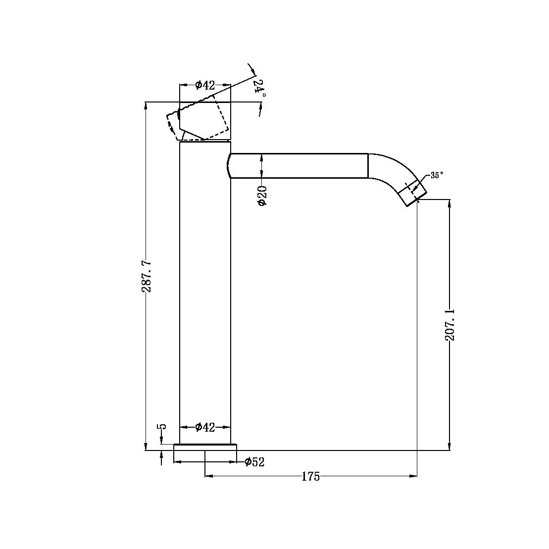 Nero Zen SS316L Tall Basin Mixer Handless Brushed Bronze