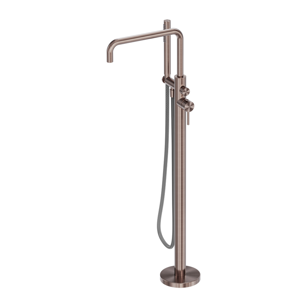 Nero Zen SS316L Freestanding Bath Mixer With Outdoor Hose Brushed Bronze