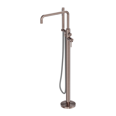 Nero Zen SS316L Freestanding Bath Mixer With Outdoor Hose Brushed Bronze