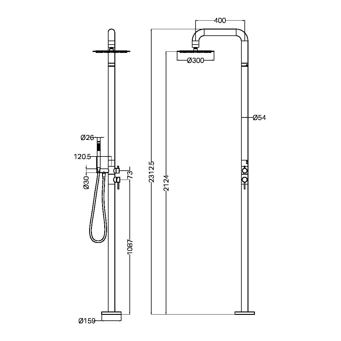 Nero  Zen SS316L Outdoor Freestanding Shower Column Graphite