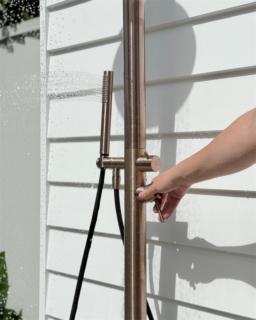 Nero Zen SS316L Outdoor Freestanding Shower Column Brushed Bronze