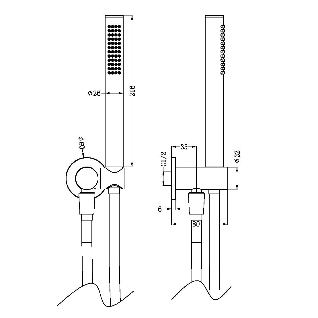 Nero Zen SS316L Handshower On Bracket Brushed Bronze