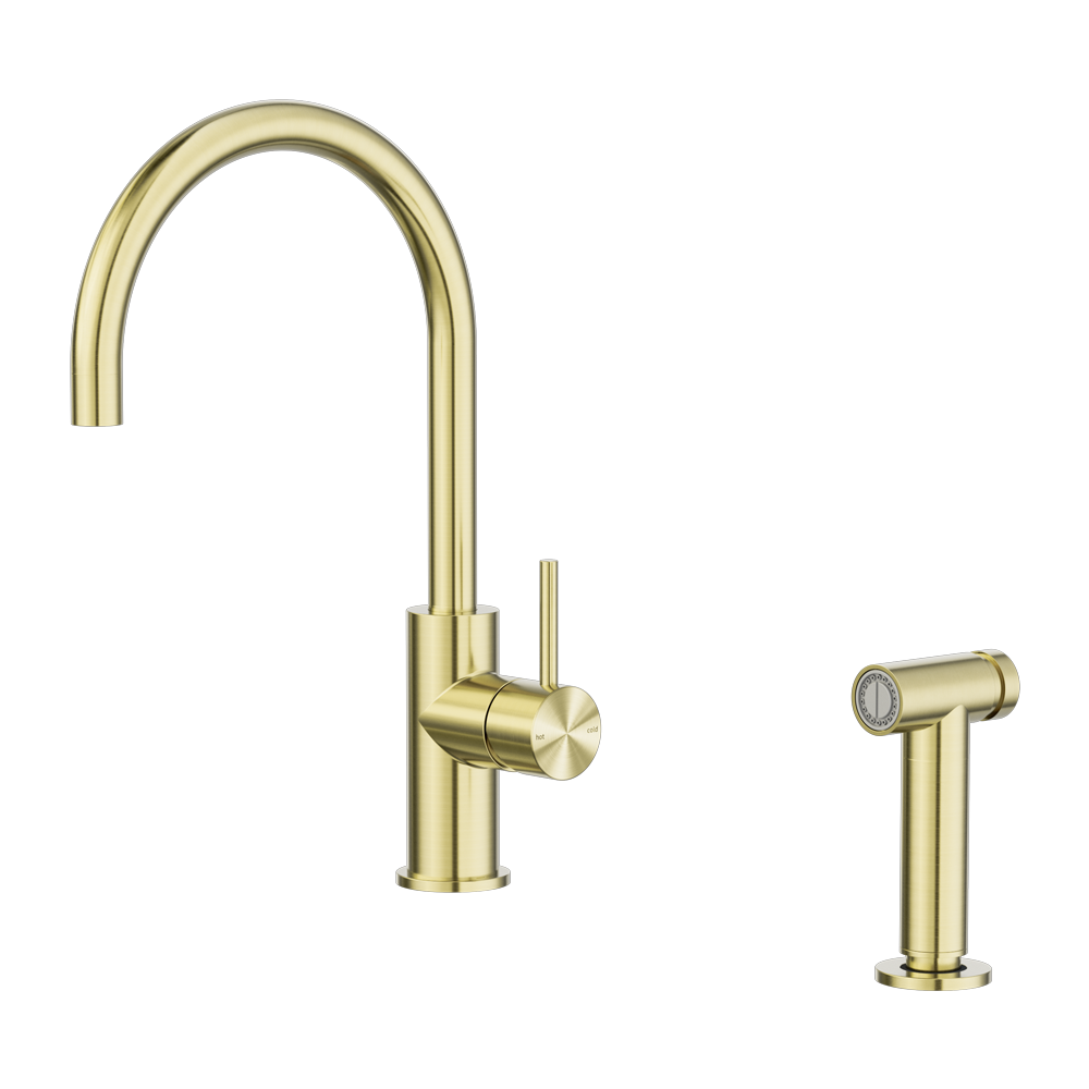 Nero Zen SS316L Kitchen Mixer With Handspray Brushed Gold