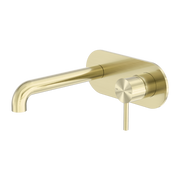 Nero Zen SS316L Wall Basin/Bath Mixer Set 185/230mm Spout Brushed Gold