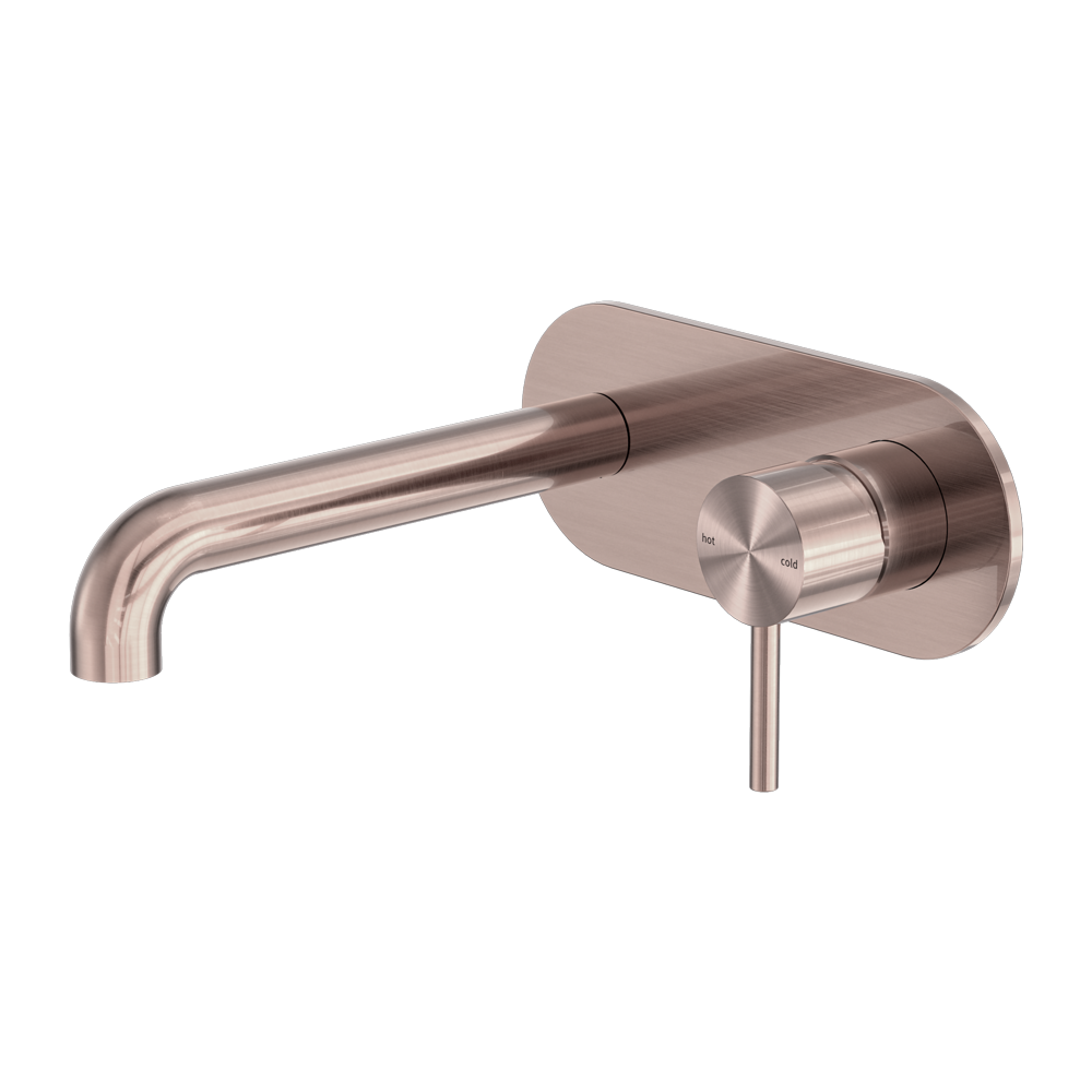 Nero Zen SS316L Wall Basin/Bath Mixer Set 185/230mm Spout Brushed Bronze