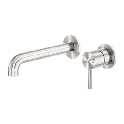 Nero Zen SS316L Wall Basin/Bath Mixer Set 185/230mm Spout Brushed Nickel