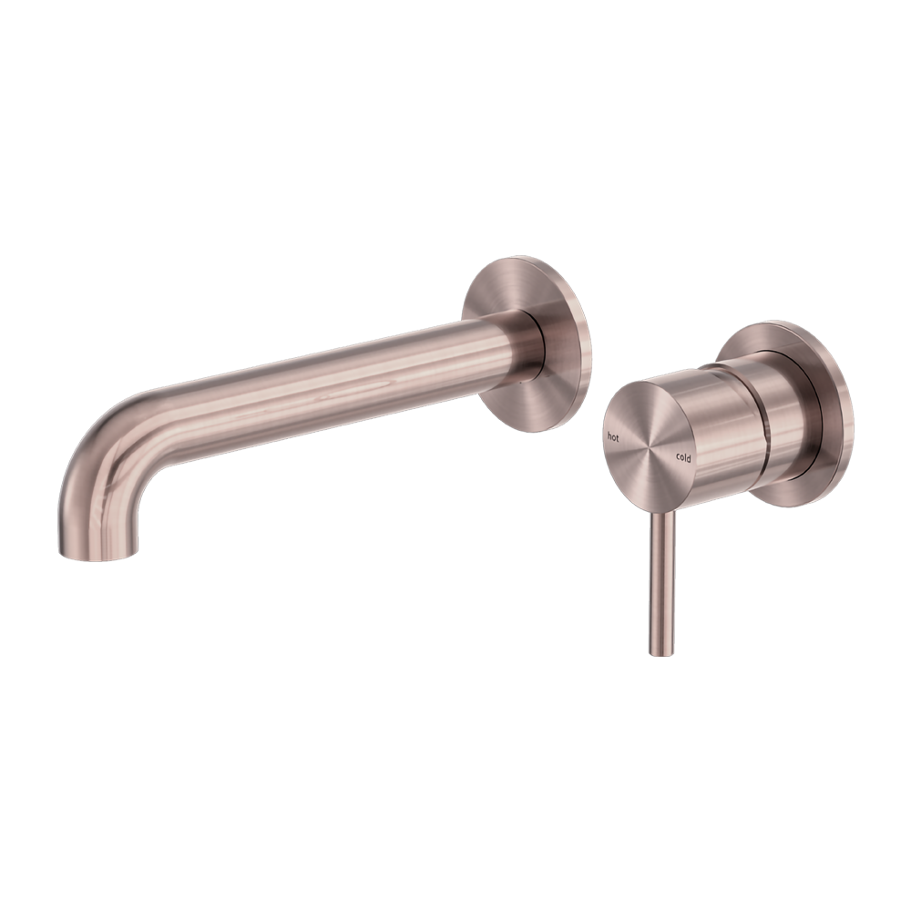 Nero Zen SS316L Wall Basin/Bath Mixer Set 185/230mm Spout Brushed Bronze