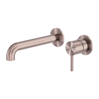 Nero Zen SS316L Wall Basin/Bath Mixer Set 185/230mm Spout Brushed Bronze