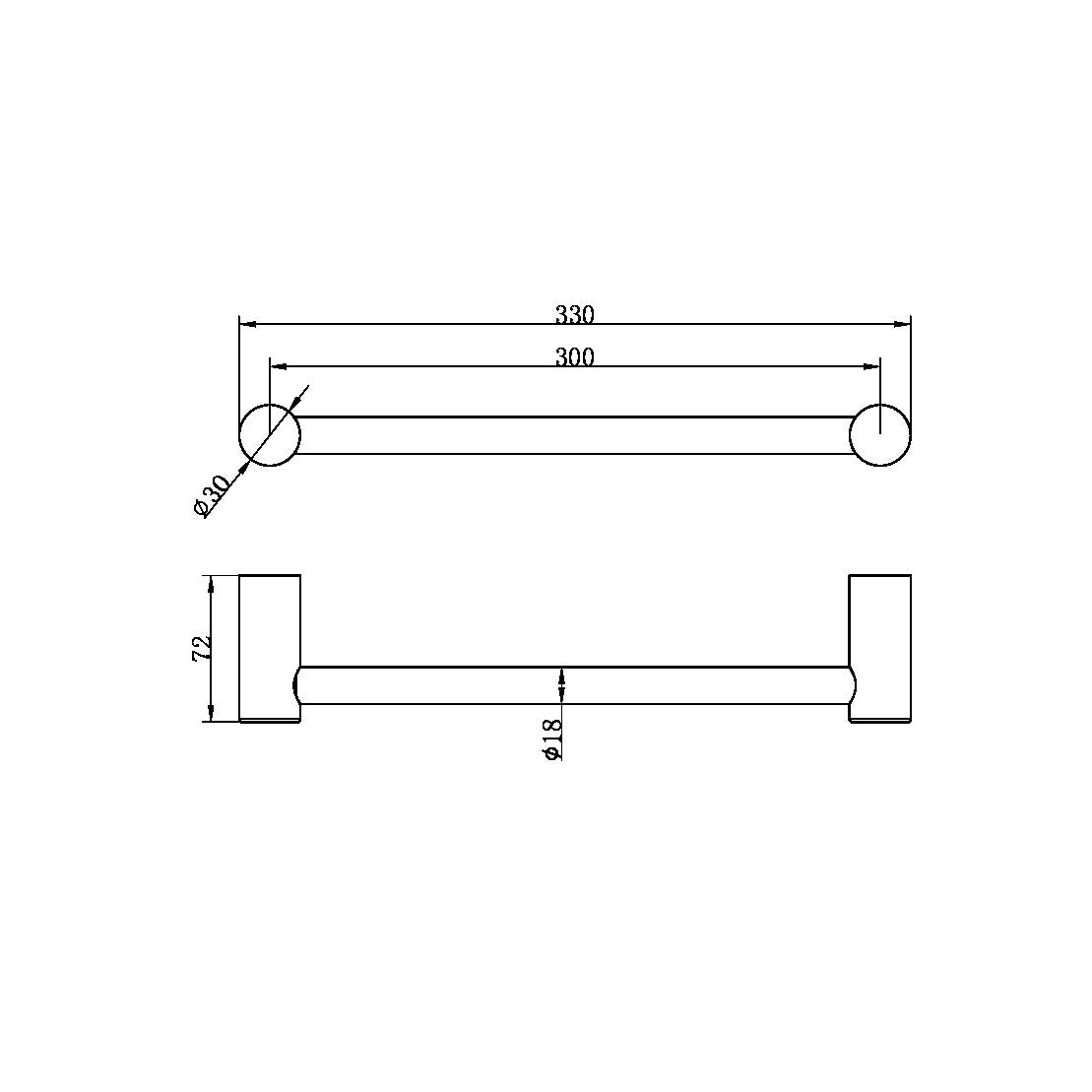 Nero Zen SS316L Hand Towel Rail Graphite