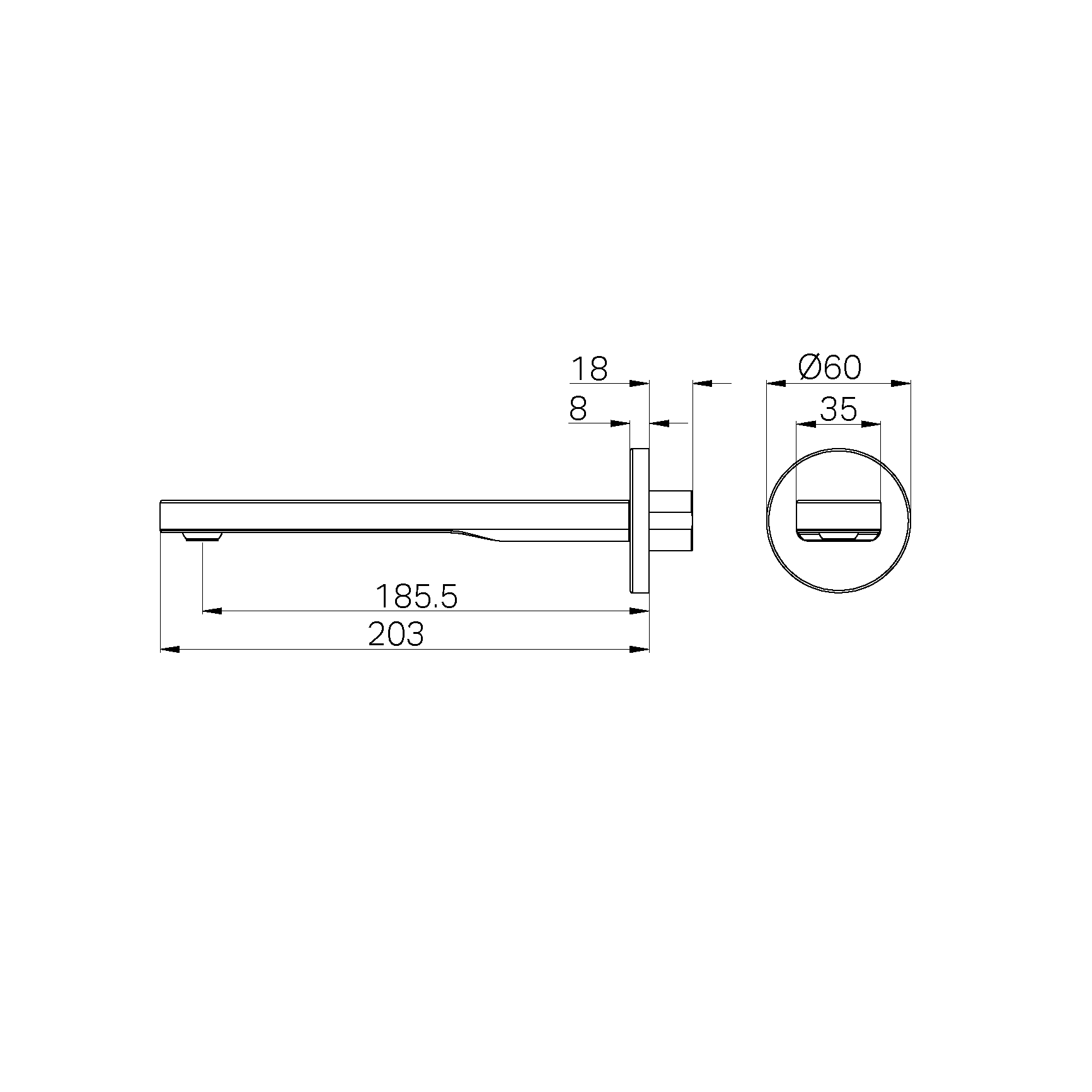 Nero Pure SS316L Round Bath Spout Only Brushed Nickel