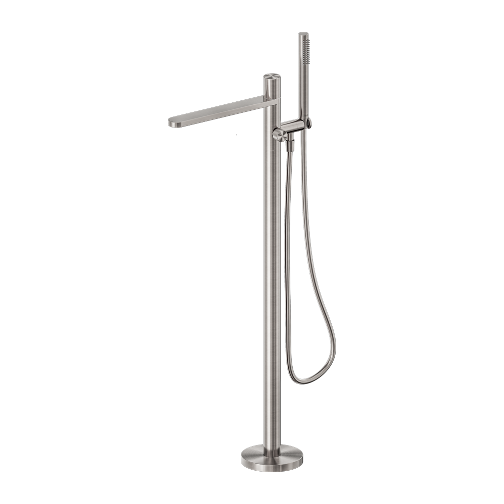 Nero Pure SS316L Progressive Freestanding Bath Mixer Brushed Nickel