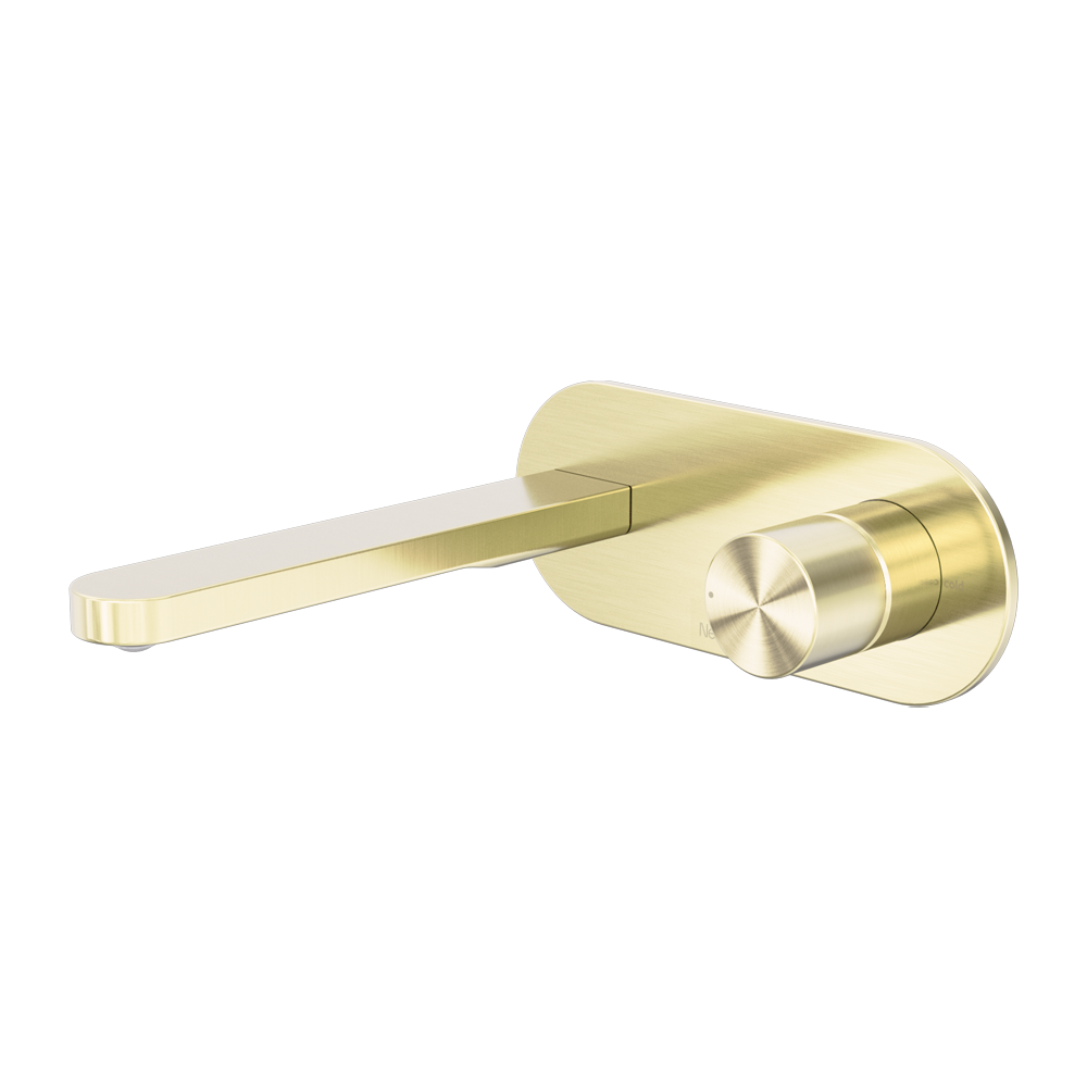 Nero Pure SS316L Progressive Wall Basin/Bath Mixer Set Brushed Gold