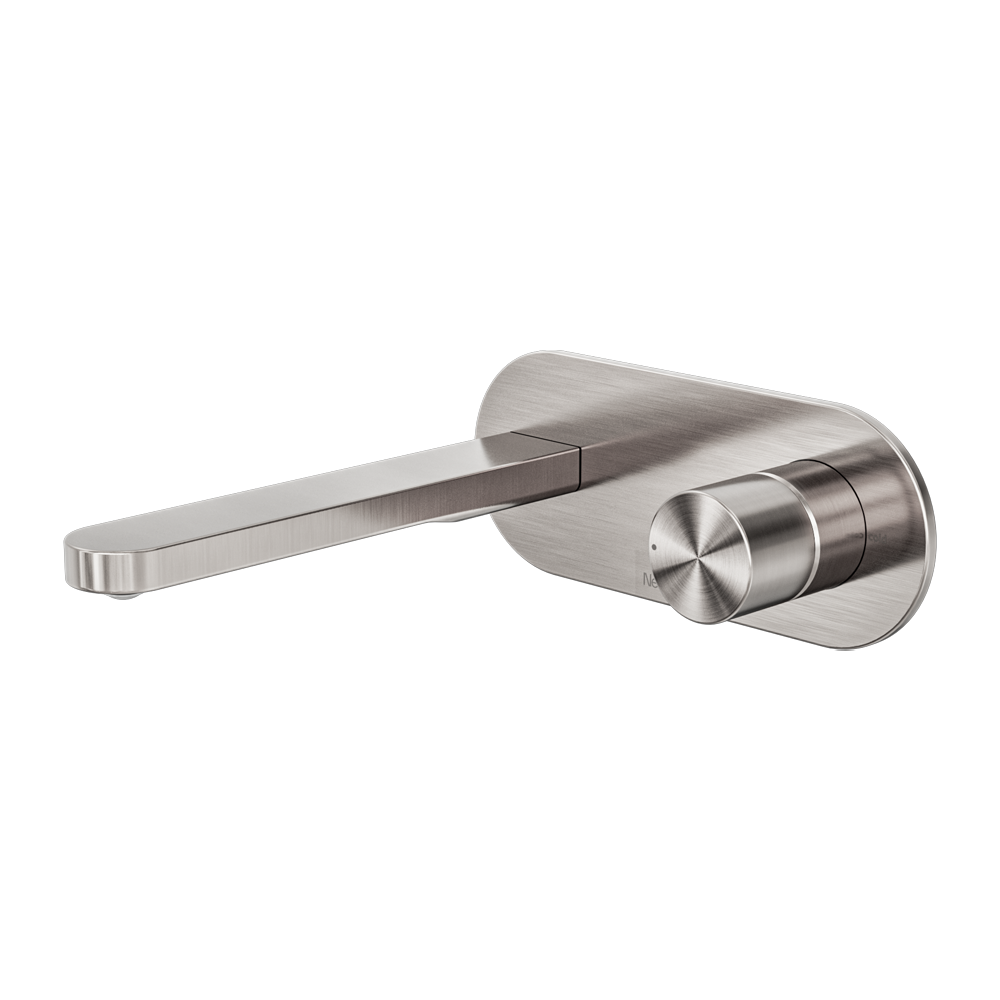 Nero Pure SS316L Progressive Wall Basin/Bath Mixer Set Brushed Nickel