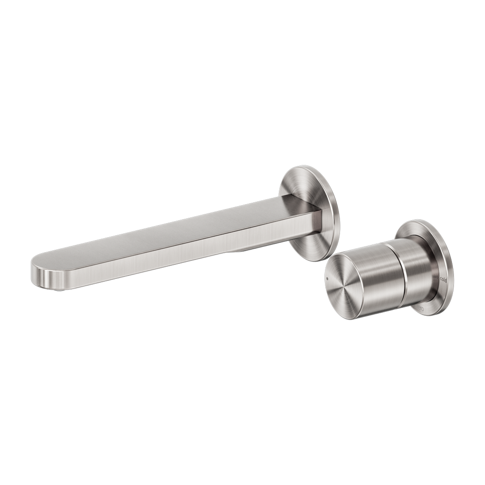 Nero Pure SS316L Progressive Wall Basin/Bath Mixer Set Brushed Nickel