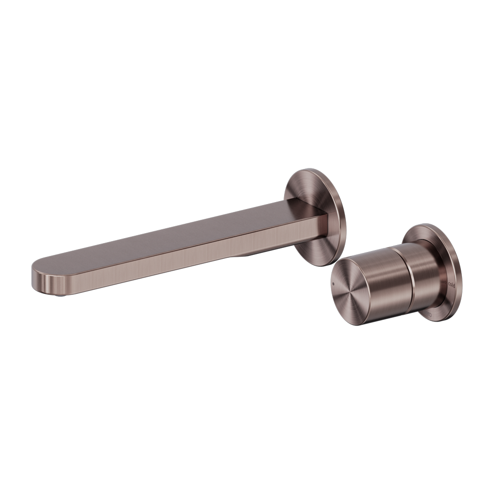 Nero Pure SS316L Progressive Wall Basin/Bath Mixer Set Brushed Bronze