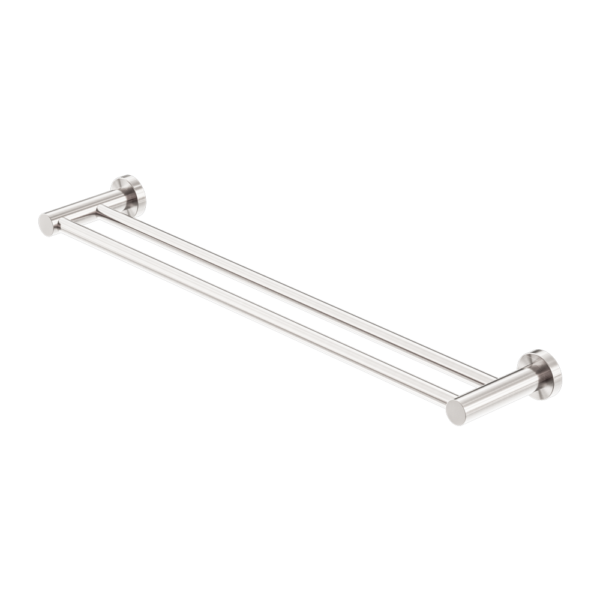 Nero Mecca Double Towel Rail 600/800mm Brushed Nickel