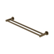 Nero Mecca Double Towel Rail 600mm Tumbled Antique Brass