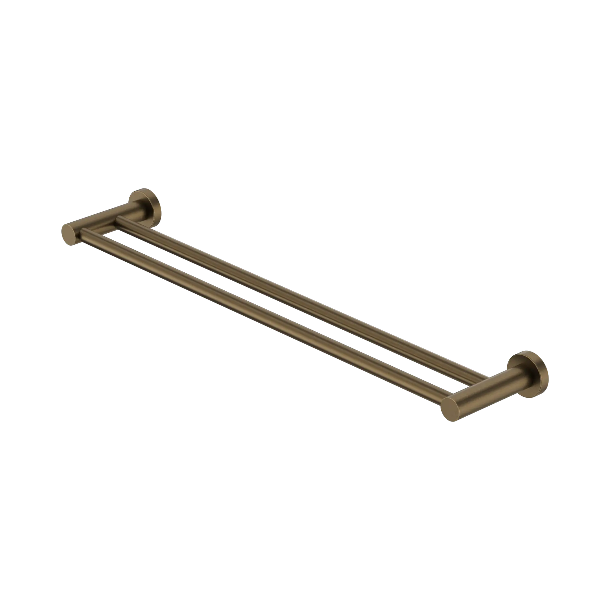 Nero Mecca Double Towel Rail 600mm Tumbled Antique Brass