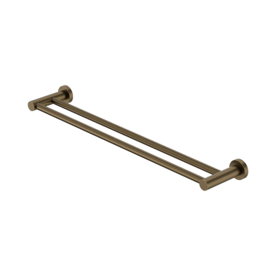 Nero Mecca Double Towel Rail 600mm Tumbled Antique Brass