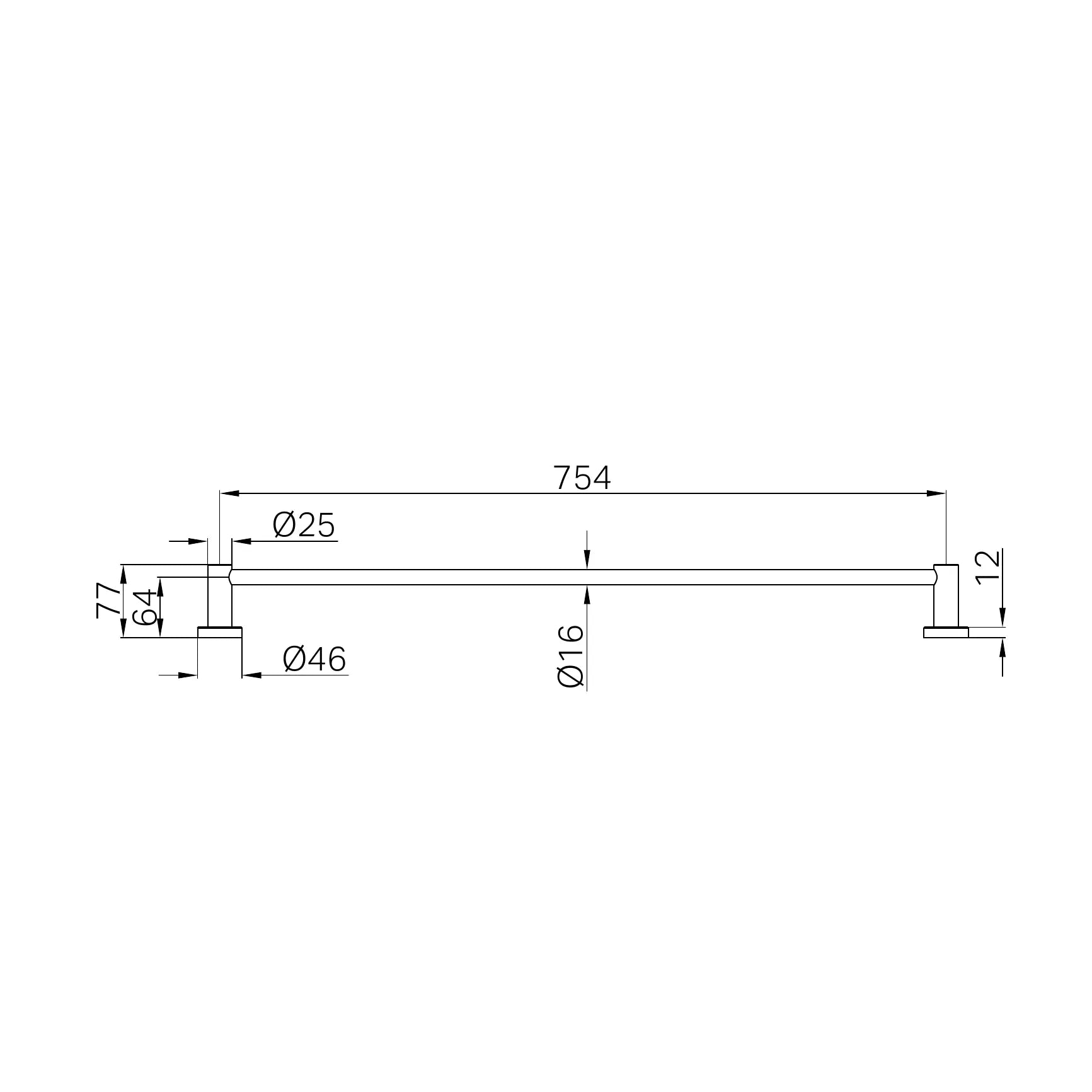 Nero Mecca Single Towel Rail 800mm Tumbled Antique Brass
