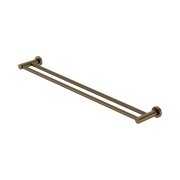 Nero Mecca Double Towel Rail 800mm Tumbled Antique Brass