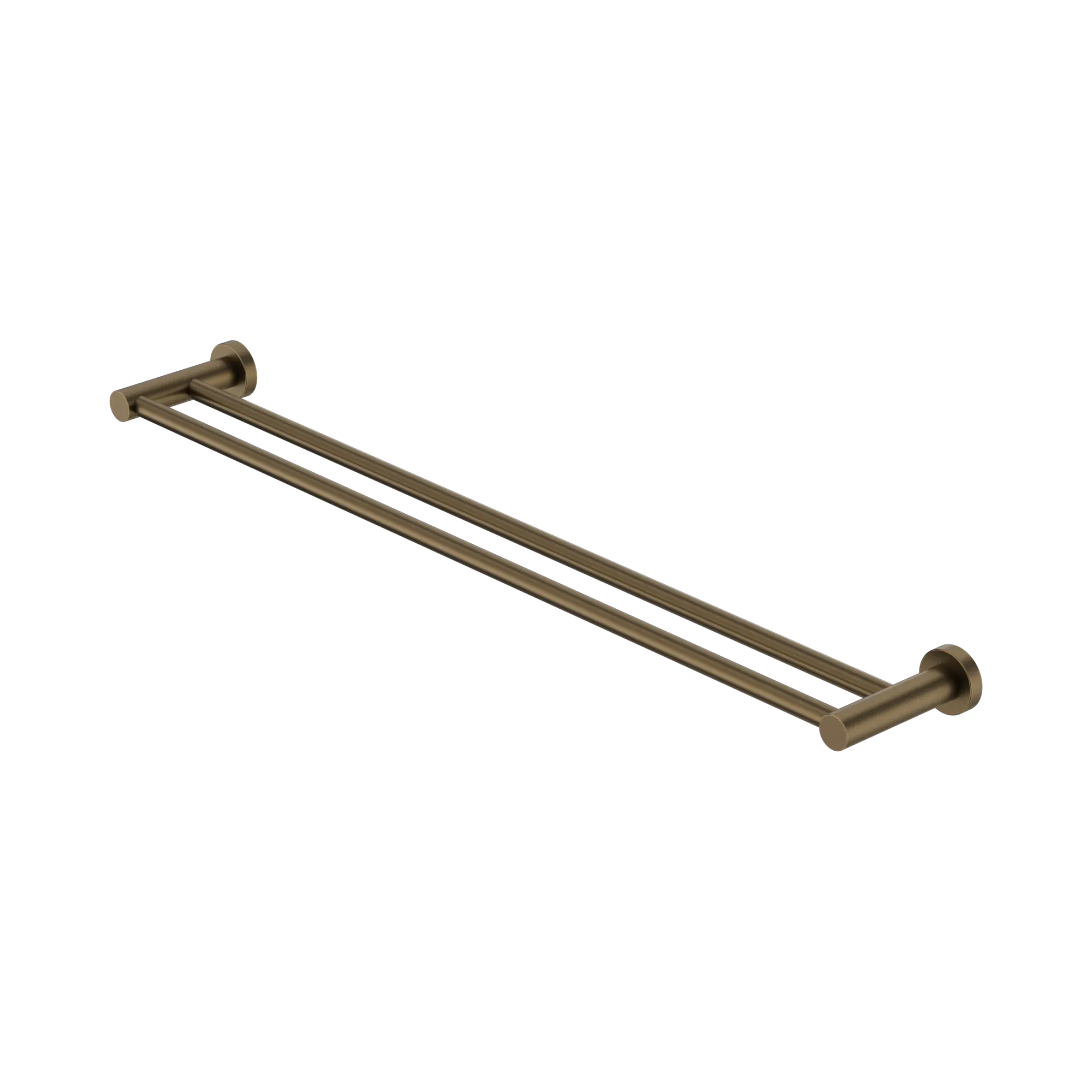 Nero Mecca Double Towel Rail 800mm Tumbled Antique Brass