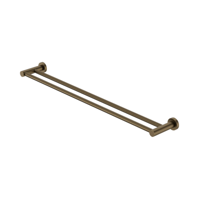 Nero Mecca Double Towel Rail 800mm Tumbled Antique Brass