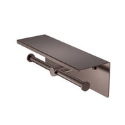 Nero Mecca Double Toilet Roll Holder With Shelf Brushed Bronze