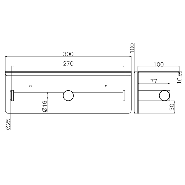 Nero Mecca Double Toilet Roll Holder With Shelf Brushed Bronze