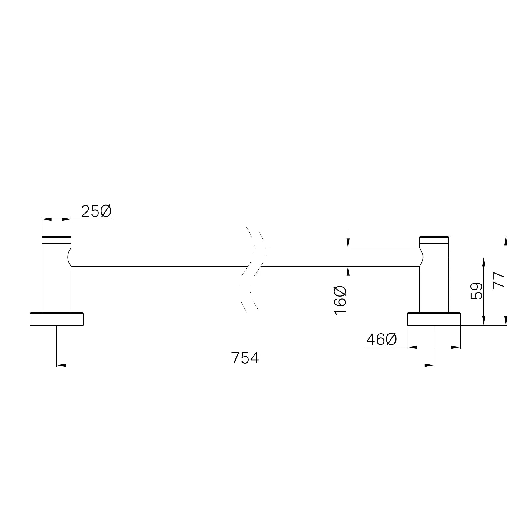 Nero Dolce II Single Towel Rail 800mm Gun Metal