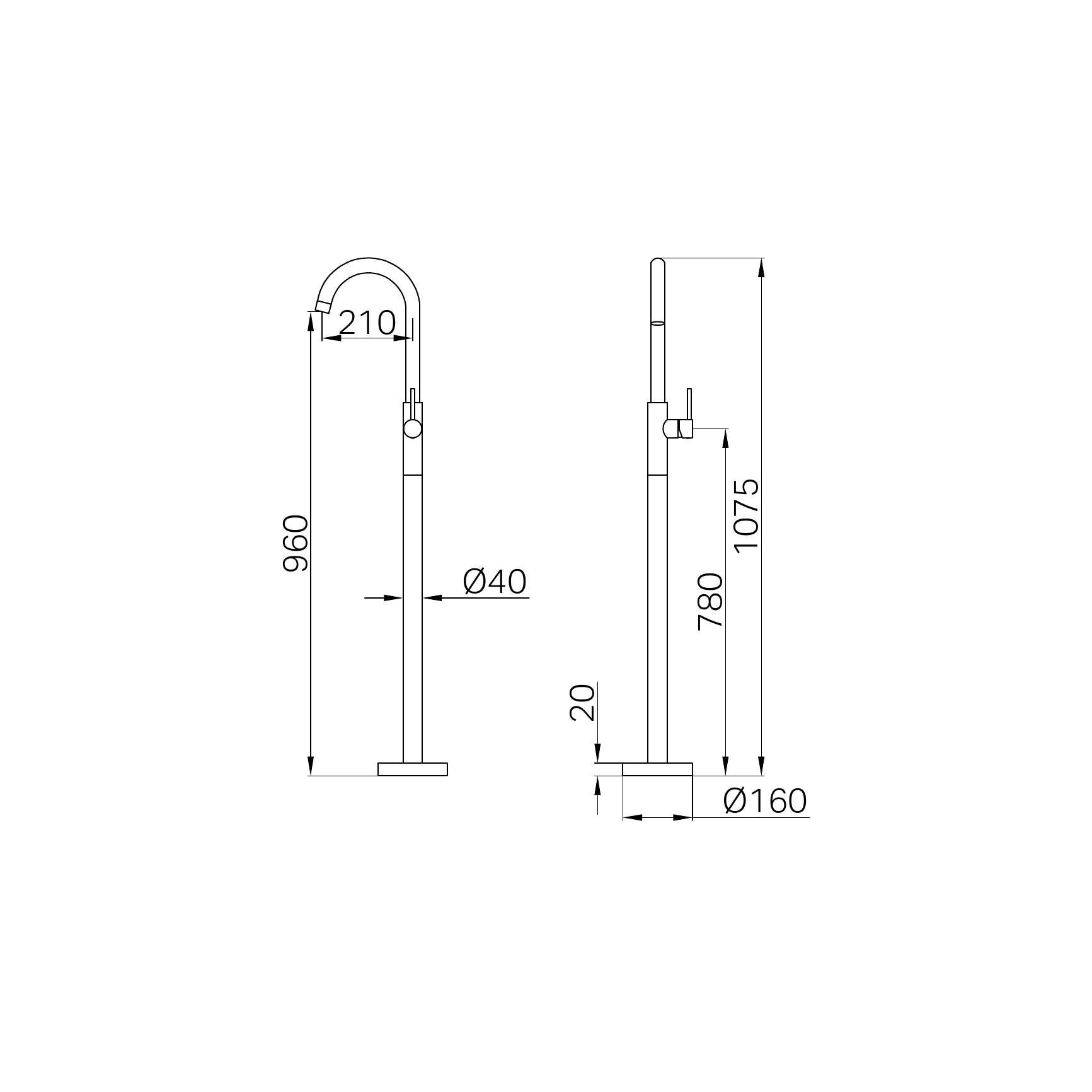 Nero Mecca Freestanding Bath Mixer Chrome