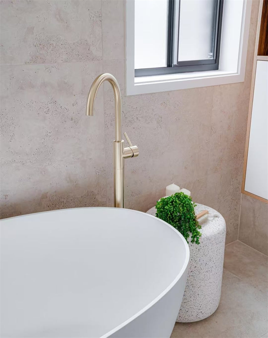 Nero Mecca Freestanding Bath Mixer Brushed Gold