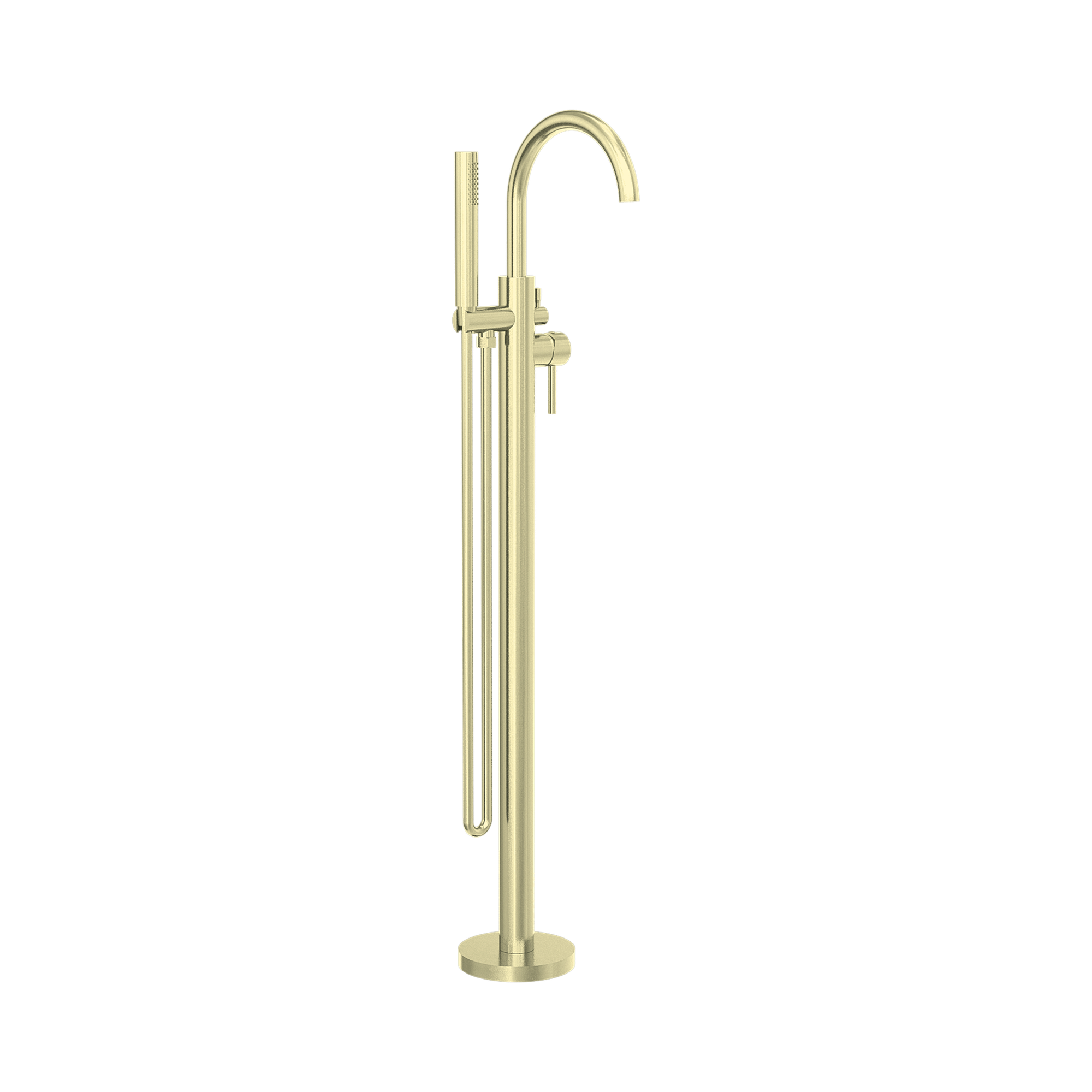 Nero Mecca Round Freestanding Bath Mixer With Handshower Brushed Gold