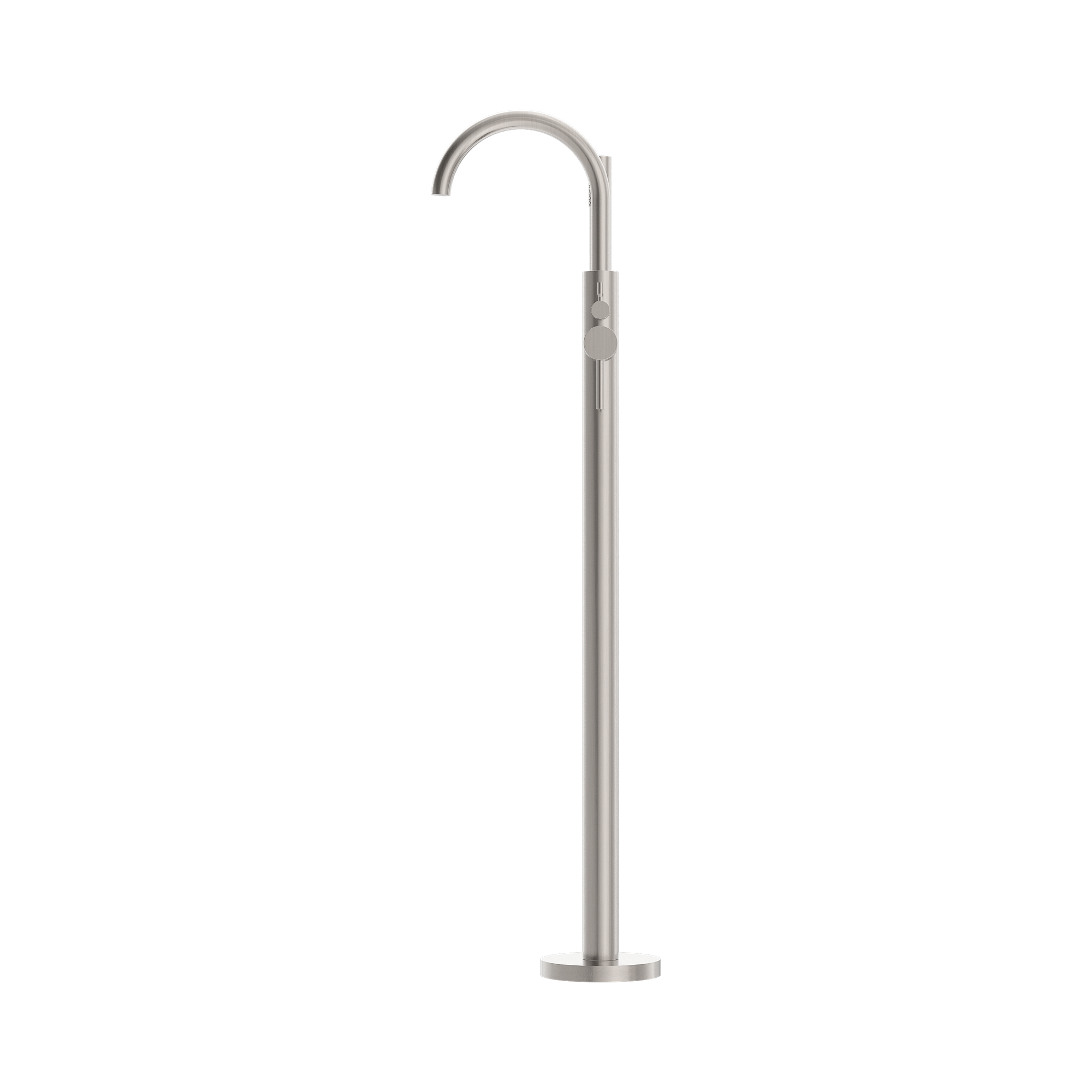 Nero Mecca Round Freestanding Bath Mixer With Handshower Brushed Nickel