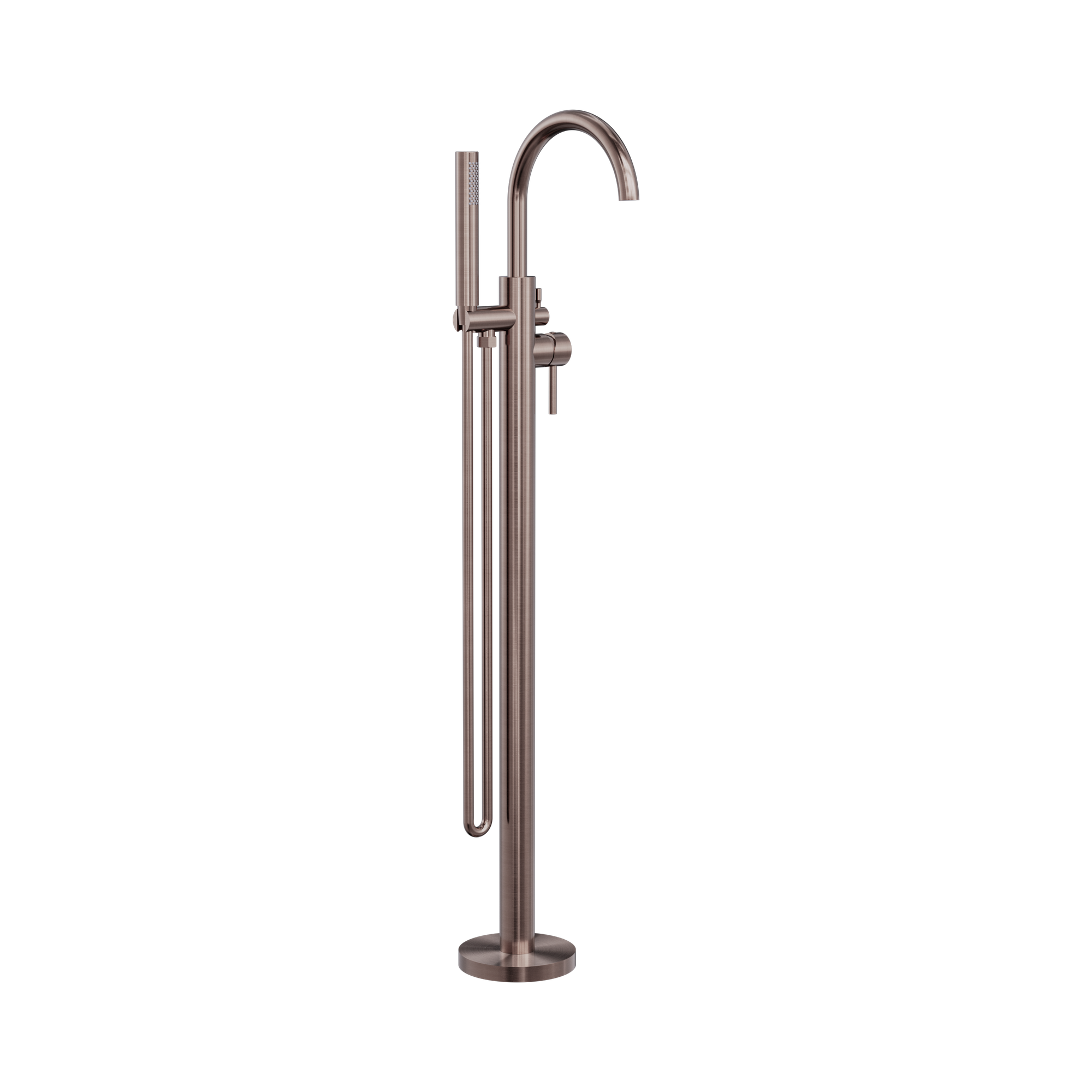 Nero Mecca Round Freestanding Bath Mixer With Handshower Brushed Bronze