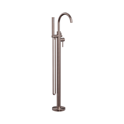 Nero Mecca Round Freestanding Bath Mixer With Handshower Brushed Bronze