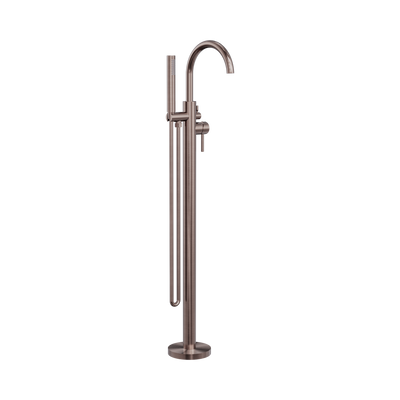 Nero Mecca Round Freestanding Bath Mixer With Handshower Brushed Bronze