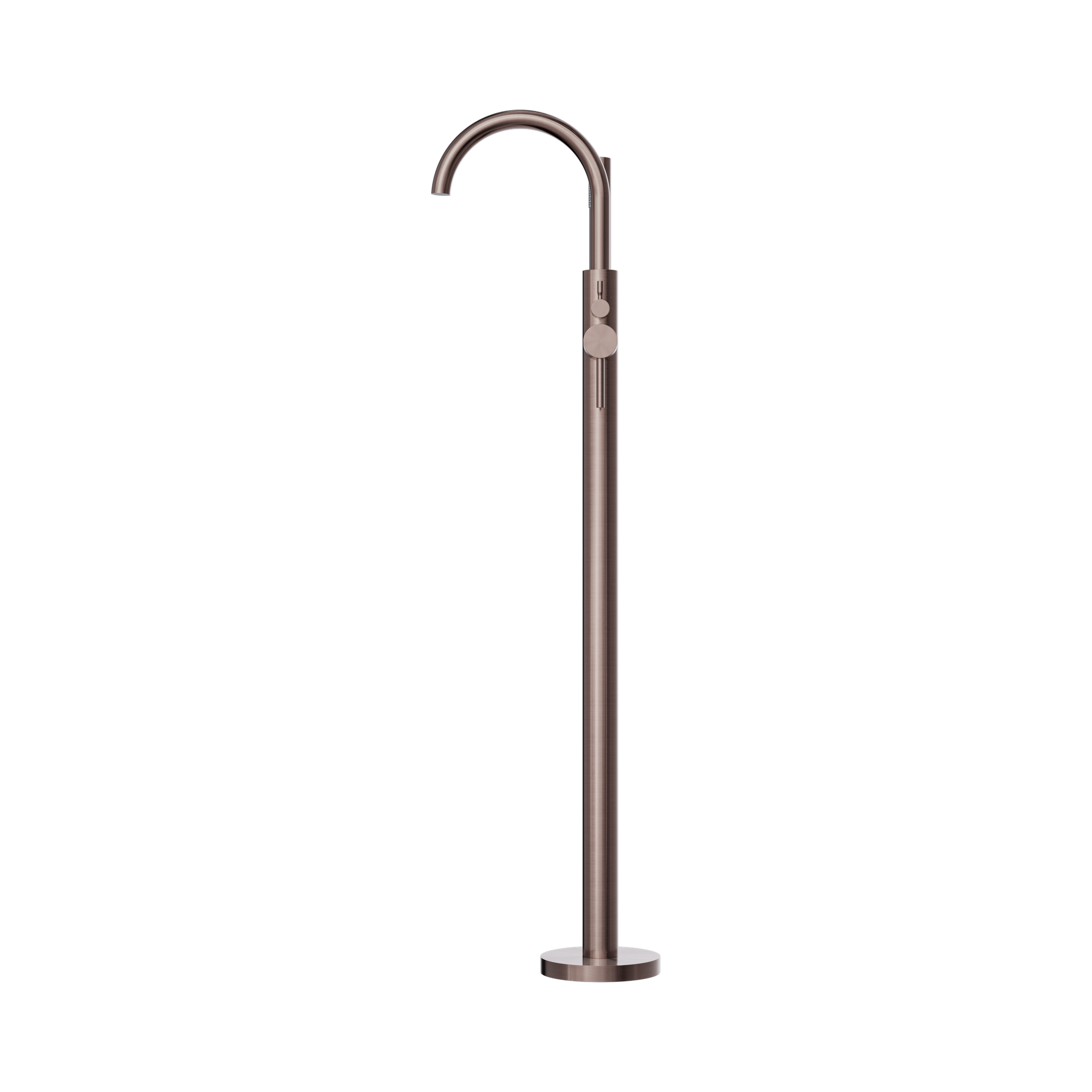 Nero Mecca Round Freestanding Bath Mixer With Handshower Brushed Bronze