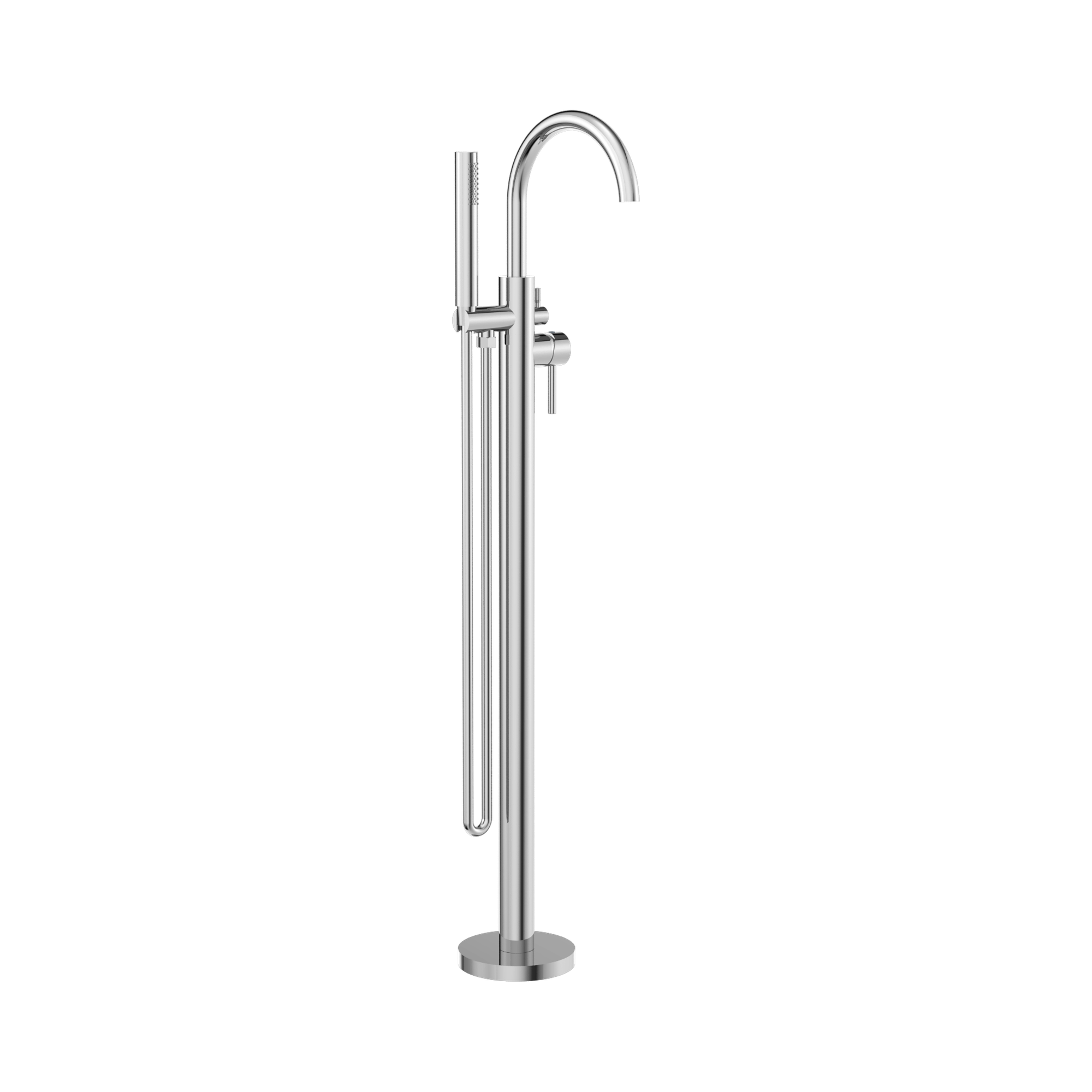 Nero Mecca Round Freestanding Bath Mixer With Handshower Chrome