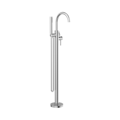 Nero Mecca Round Freestanding Bath Mixer With Handshower Chrome