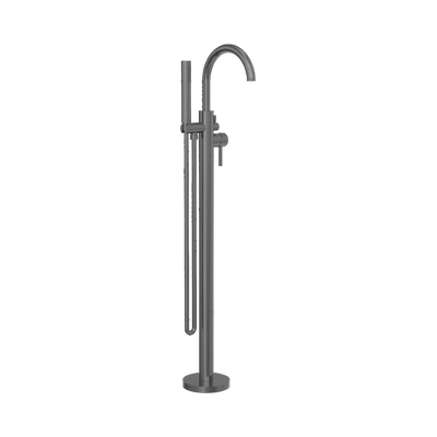 Nero Mecca Round Freestanding Bath Mixer With Handshower Gun Metal