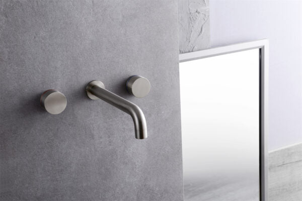 Nero Kara Wall Basin Set - Brushed Nickel