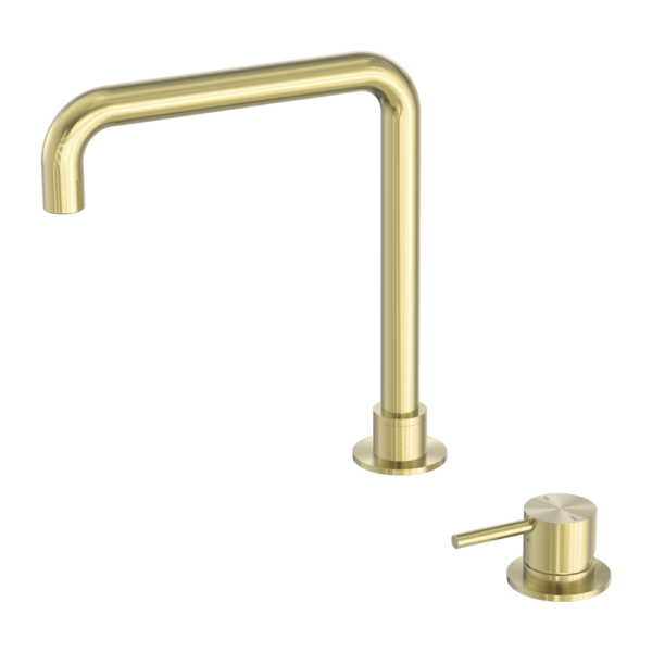 Nero Mecca Hob Basin Mixer Square Swivel Spout Brushed Gold