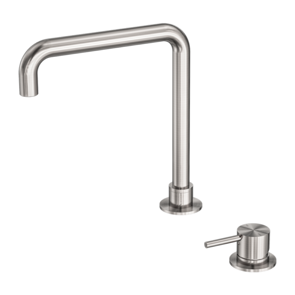 Nero Mecca Hob Basin Mixer Square Swivel Spout Brushed Nickel