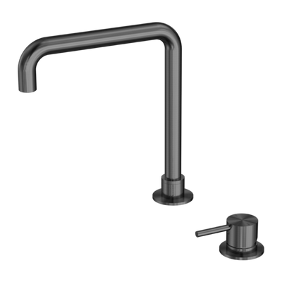 Nero Mecca Hob Basin Mixer Square Swivel Spout Gun Metal